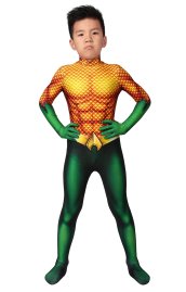 Aquaman Arthur Curry Printed Spandex Lycra Costume for Kid
