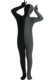 Black and Dark Grey Split Kids Zentai Suit