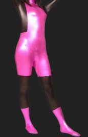 Black and Pink Shiny Metallic Catsuit / Zentai (No Hood)