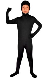 Black Open Face Kids Zentai Suit