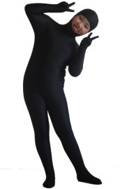 Black Open Face Kids Zentai Suit