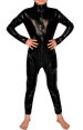 Black PVC Front Open Kids Catsuit