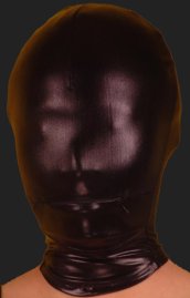 Black Shiny Metallic Hood with Mouth Zipper