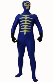 Blue Kamen Rider Shocker Spandex Lycra Costume with Detached Gloves