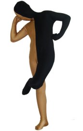 Coffee and Black Split Kids Zentai Suit