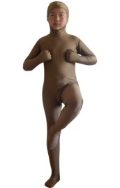 Coffee Open Face Kids Zentai Suit