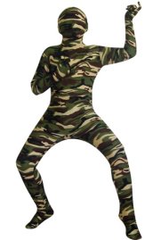 Dark Green Camouflage Kids Zentai Suit