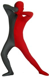 Dark Grey and Red Split Kids Zentai Suit