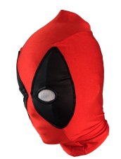Deadpool Hood | Red Spandex Matte Black Metallic Spandex Mesh Eyes Hood With Peak