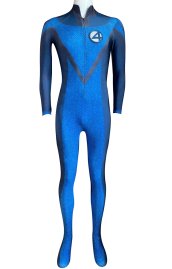 Fantastic 4 Printed Spandex Lycra Costume with Front Zipper and Chest Symbol