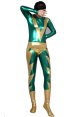 Green and Gold Shiny Metallic Super Hero Catsuit