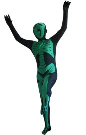 Green Skeleton Kids Zentai Suit