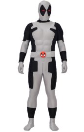 Grey Deadpool Spandex Lycra and Shiny Metallic Costume with Muscle Paddings