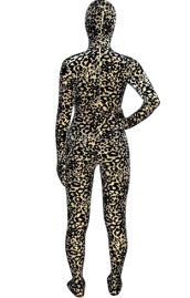 Light Brown and Black Leopard Thicken Velvet Zentai Suit