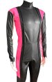 Masked Rider Decade Costume| Black Fake Leather and Pink PVC Sewn with Cotton Stuffed Strips