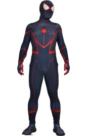 Miles Morales Civil War V2 Printed Spandex Lycra Bodysuit Sewn with Fake Leather