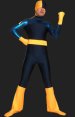 Navy and Wheat Spandex Lycra and Shiny Metallic Catsuit Clothing