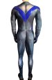 Nightwing Printed Spandex Lycra Costume with Blue PU and Muscle Padding