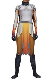 Overwatch Angela Ziegler Printed Shiny Spandex Lycra Zentai Costume with 3D Muscle Shading