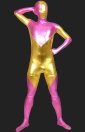 Pink and Gold Full-body Shiny Metallic Unisex Zentai Suits Pink and Gold Full-body Shiny Metallic Unisex Zentai Suits