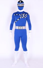 Power Ranger! Blue And White Lycra Spandex Zentai Suits