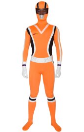 Power Ranger Costume | Orange and White Spandex Lycra Zentai
