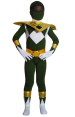 Power Ranger Kids Costume-Mighty Morphin Green and Gold Lycra Zentai Suit