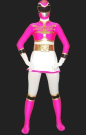 Power Ranger Megaforce | Fuchsia and White Lycra Zentai Suit
