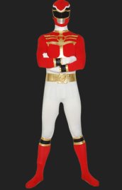 Power Ranger Megaforce | Red and White Spandex Zentai