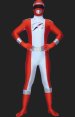 Power Ranger-Operation Overdrive Red and White Lycra Zentai Suit