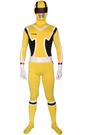 Power Ranger Rainbow Force Costume | Yellow and White Spandex Lycra Zentai