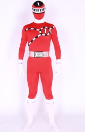 Power Ranger! Red And White Lycra Spandex Zentai Suits