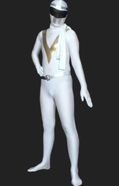 Power Rangers-RPM-White and Silver Lycra Full Body Zentai Suits