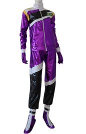 Purple and Black Shiny Metallic Supehro Costume