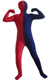 Red and Dark Blue Split Kids Zentai Suit