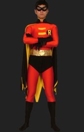 Robin Hood - Red and Black Lycra Unisex Robin Zentai Costumes