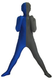 Royal Blue and Dark Grey Split Kids Zentai Suit