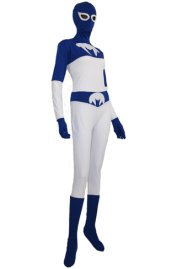 Royal Blue and White Super Hero Spandex Lycra Zentai Suit