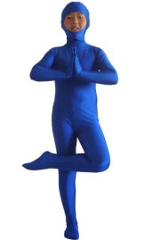 Royal Blue Open Face Kids Zentai Suit