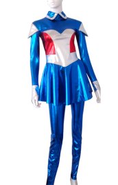 Shiny Blue and Red 2-Piece Costume for Female