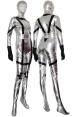Silver and Black Shiny Metallic Super Hero Zentai Suit