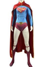 Super Woman Printed Spandex Lycra Costume with Cape