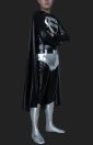 Superman! Black and Silver Super Hero Shiny Metalic Zentai (No H