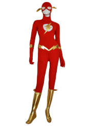 The Flash Zentai Costume | Red and Gold Spandex Lycra and Metallic Zentai Suit