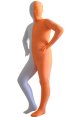 White and Orange Split Kids Zentai Suit