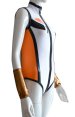 White and Orange Superhero Leotard with Oversleeve