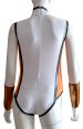 White and Orange Superhero Leotard with Oversleeve