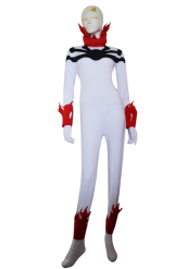 White and Red Flame Spandex Lycra Superhero Custome