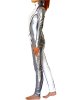 White and Silver Shiny Metallic Superhero Costume
