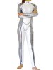 White and Silver Shiny Metallic Superhero Costume